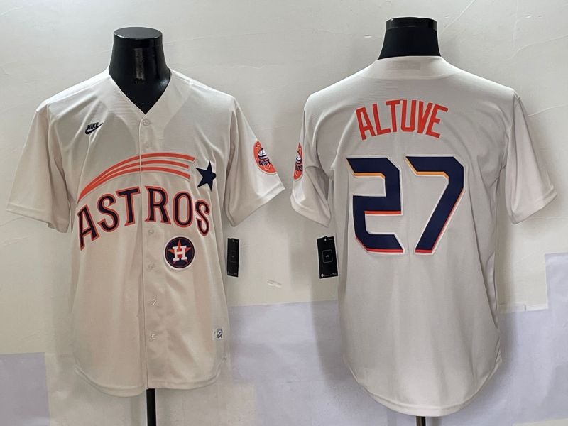 Men Houston Astros #27 Altuve Cream Five generations Joint Name 2025 Nike MLB Jersey style 11->houston astros->MLB Jersey